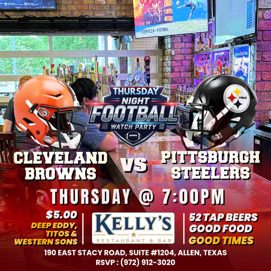Thursday Night Football live at Kelly's Restaurant & Bar in Allen, Texas.