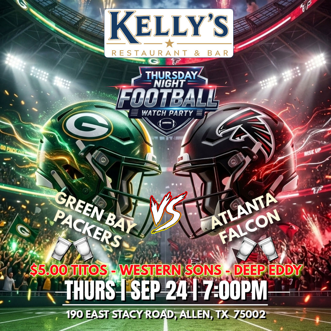 Thursday Night Football live at Kelly's Restaurant & Bar in Allen, Texas.