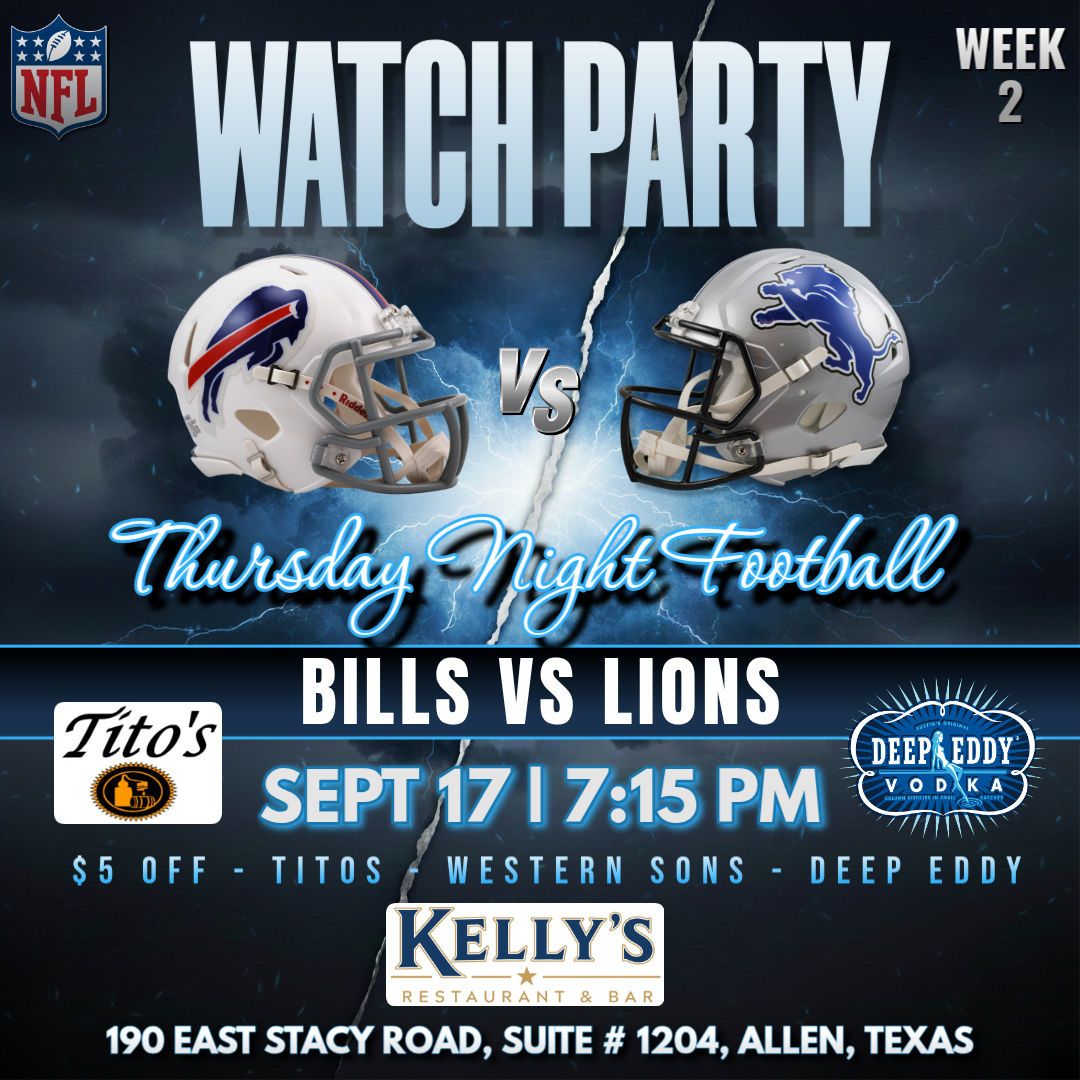Thursday Night Football live at Kelly's Restaurant & Bar in Allen, Texas.